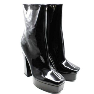 Guess Womens Black 1-1/2 Platform Cushioned Logo Byra Square Toe Block Booties